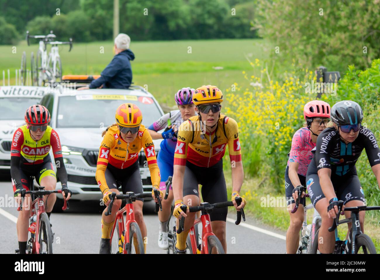 Die Damen-Radtour uk 2022, Etappe 4 zwischen Wrexham und Welshpool Wales. Bilder in der Nähe von Montgomery Nr Welshpool. Stockfoto Die Damen-Radtour uk 2022, Etappe 4 zwischen Wrexham und Welshpool Wales. Bilder in der Nähe von Montgomery Nr Welshpool. Stockfoto