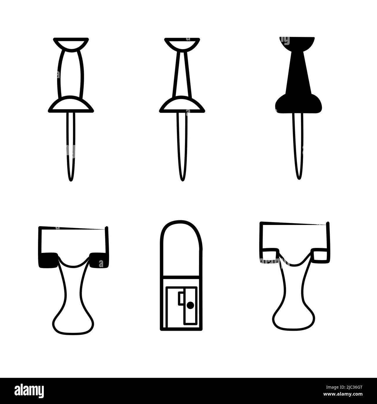 Schulbedarf. Minimalistisches Bürozubehör Linie Kunst. Handgezeichnete Vektor stationäre Werkzeuge für die Hochschulbildung Stock Vektor