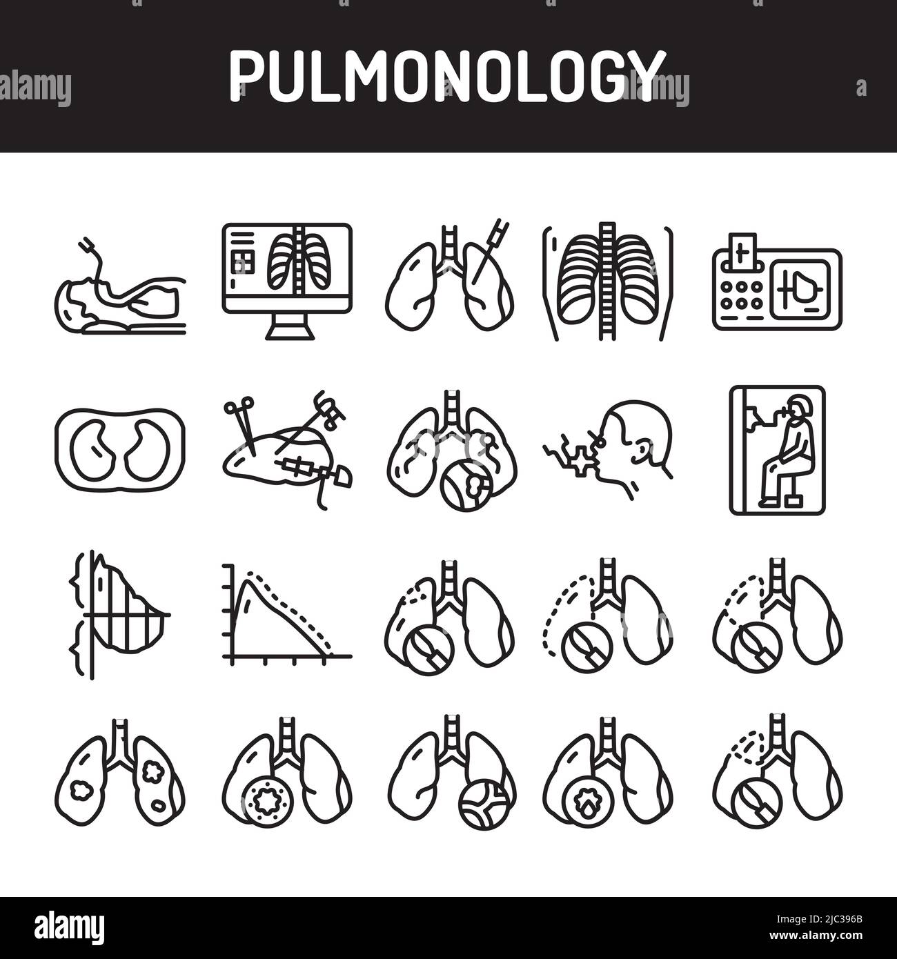 Symbole für die Linie „Rückenerkrankungen“ gesetzt. Isoliertes Vektorelement. Stock Vektor