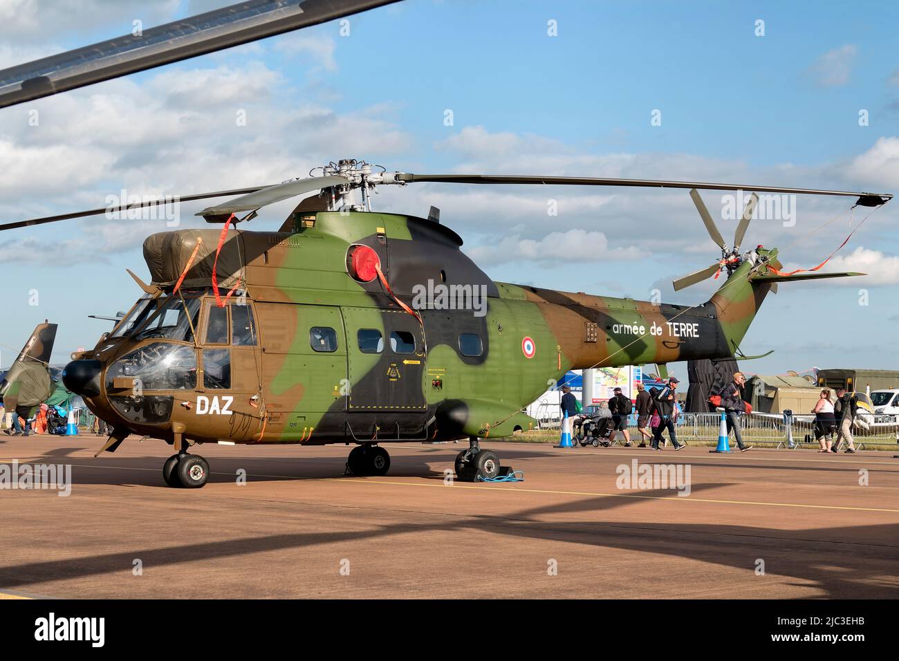 Fairford, Gloucestershire, Großbritannien - Juli 2019: Französische Armee-Luftwaffe, Armee de Terre, Aerospatiale SA330B Puma, 3e régiment d'hélicoptères de combat Stockfoto