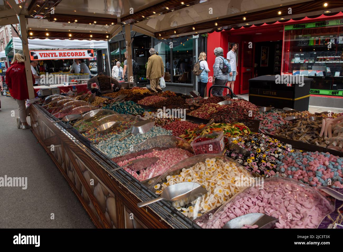Süßigkeiten zum Verkauf auf dem Winchester Market Stockfoto