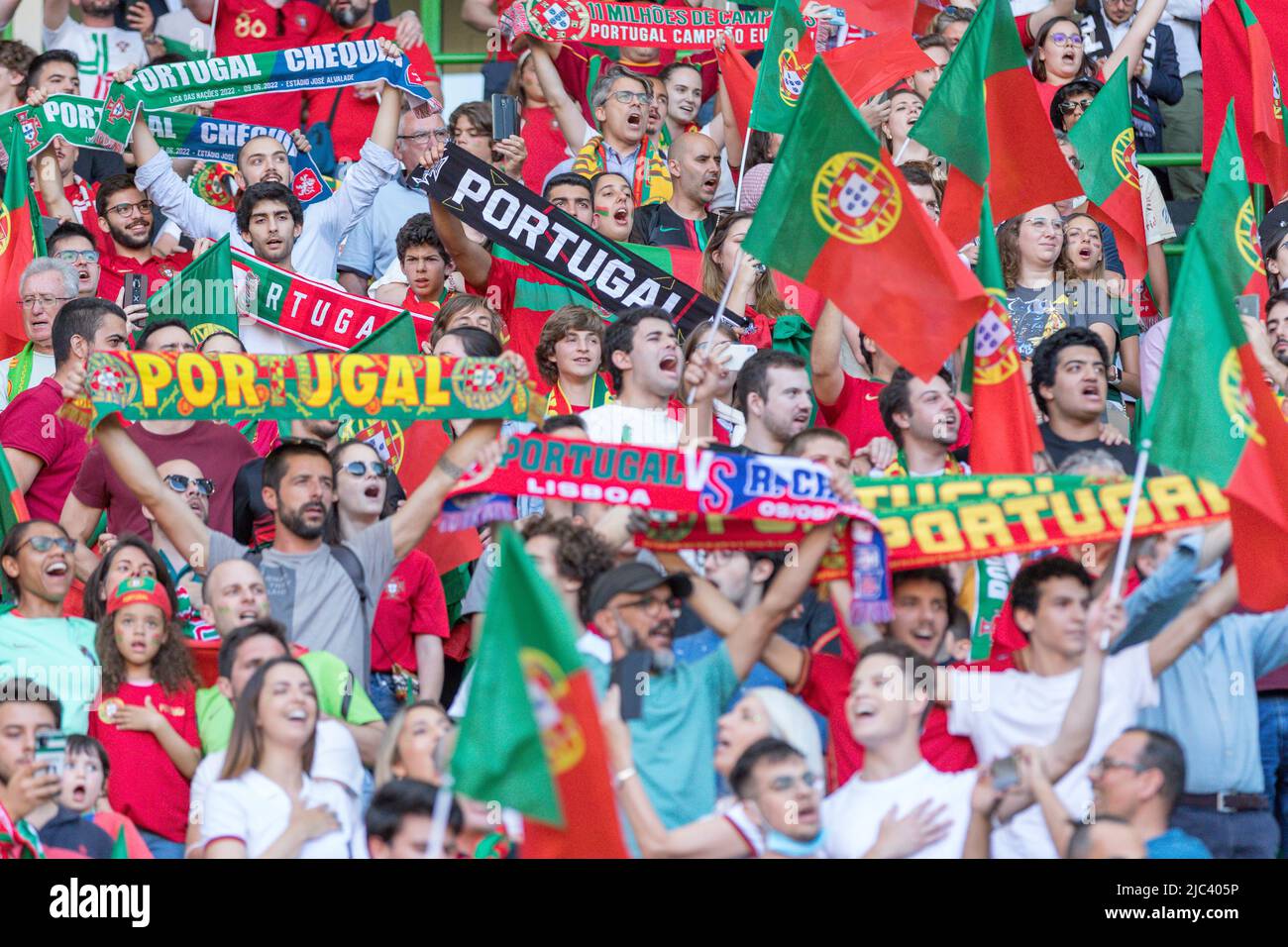 09. Juni 2022. Lissabon, Portugal. Portugal-Fans beim UEFA Nations League Final Turnier zwischen Portugal und Tschechien Credit: Alexandre de Sousa/Alamy Live News Stockfoto