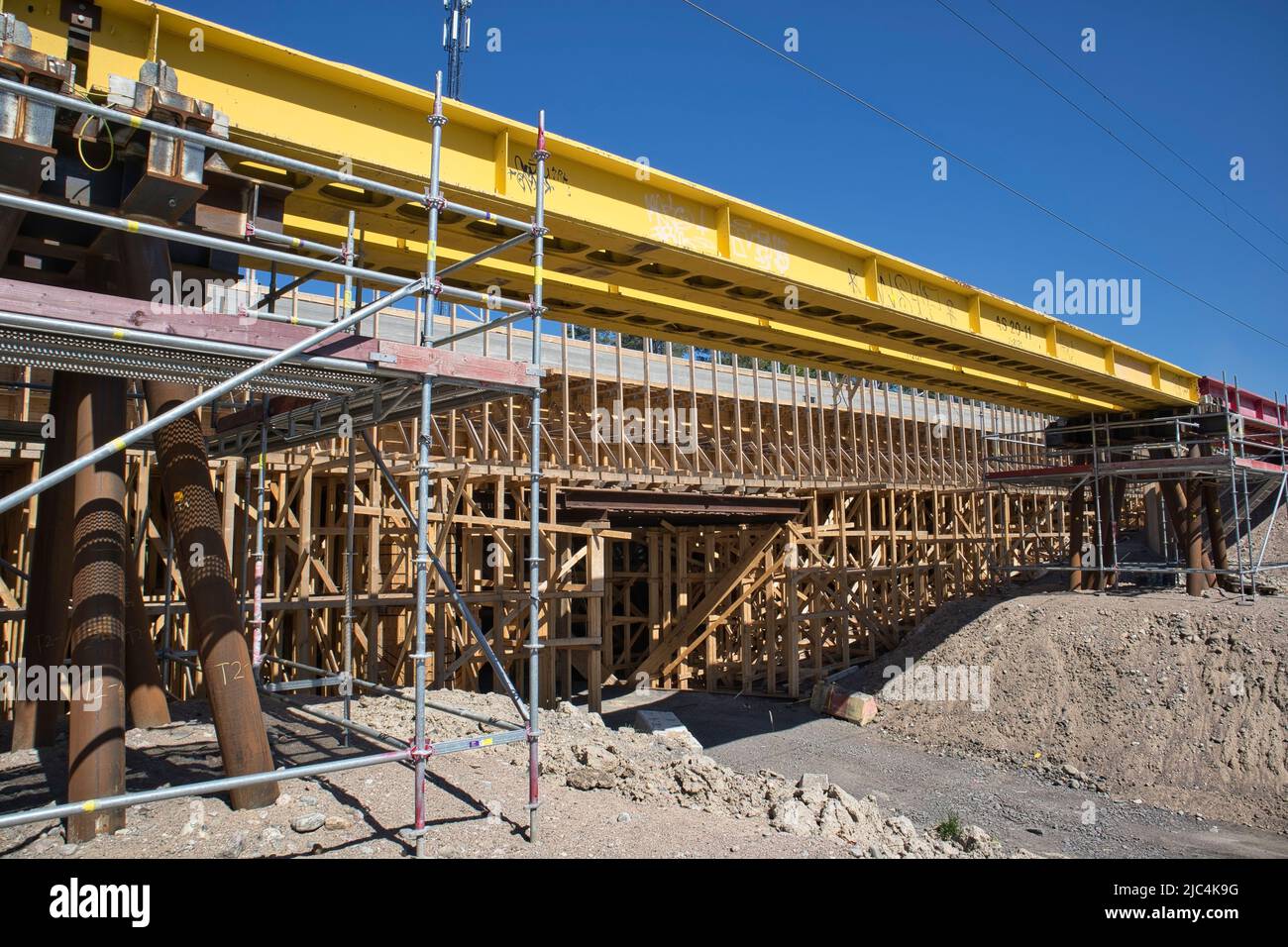 Baustelle Eisenbahnbrücke Stockfoto