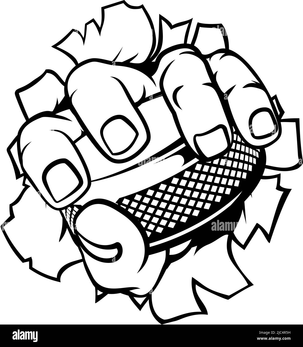 Hand halten Eishockey Puck Cartoon Stock Vektor