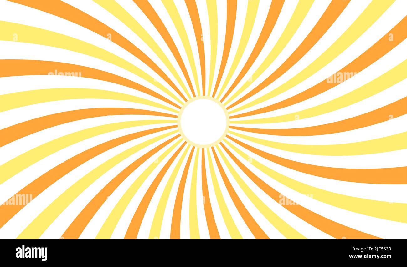 Abstrakt gelb orange Sonnenstrahlen, Retro-Stil Sonne Burst Muster Textur Hintergrund, Illustration, natürliche Sommer Linie Kunst Stockfoto