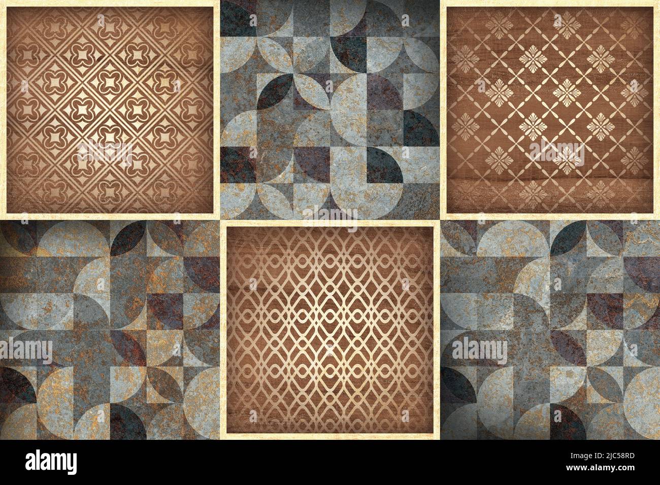 Rustikales Wandfliesen Design Damast Muster für die Dekoration, marokkanisches Design Stockfoto