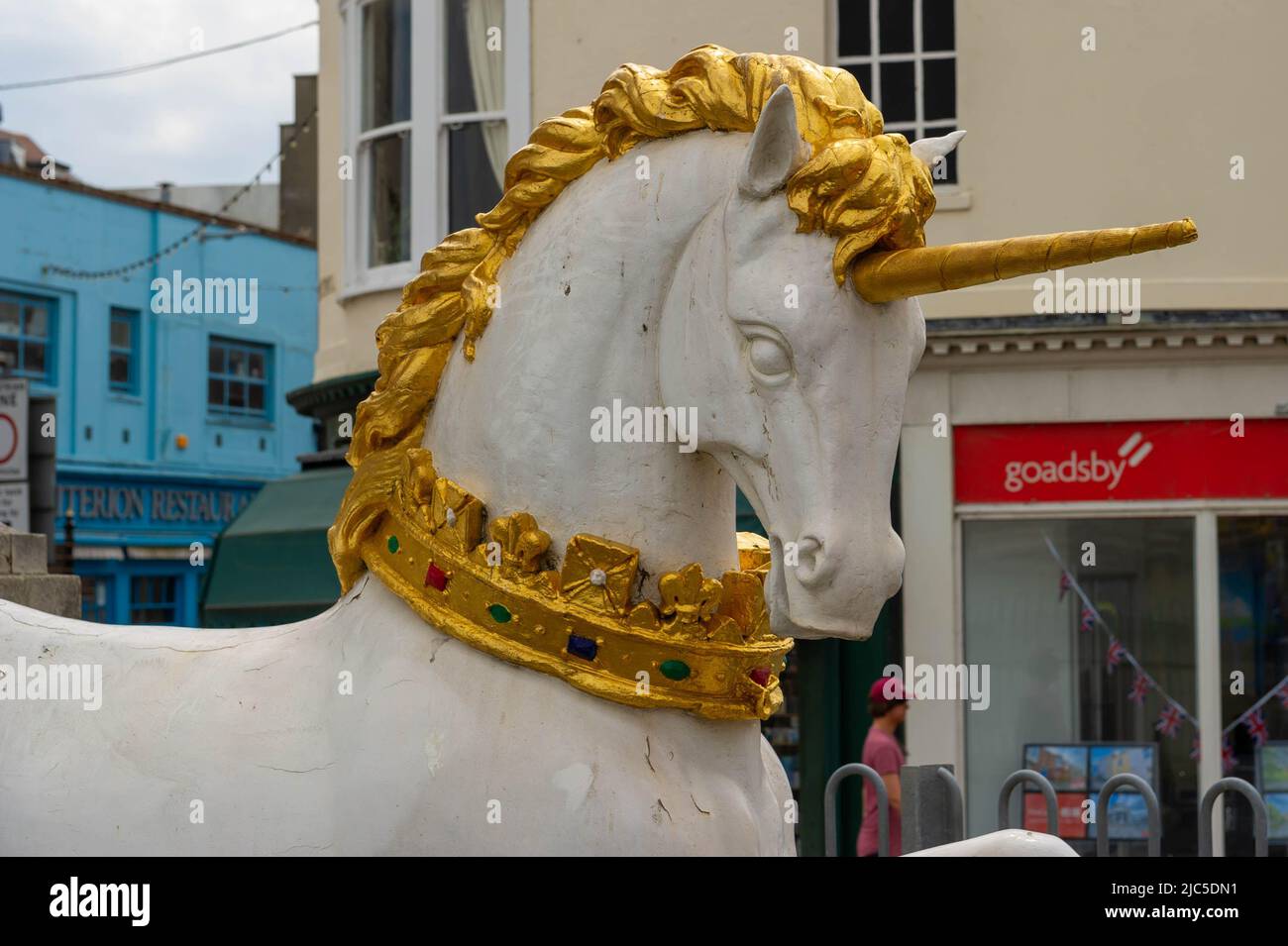 Weymouth Einhorn, mit König George 3. Statue Stockfoto
