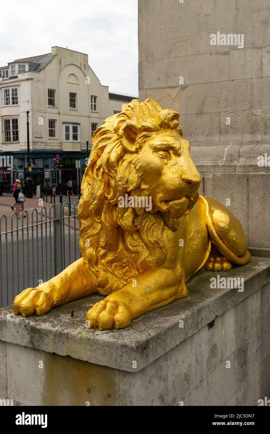 Der Goldene Löwe in Weymouth mit König George 3. Stockfoto