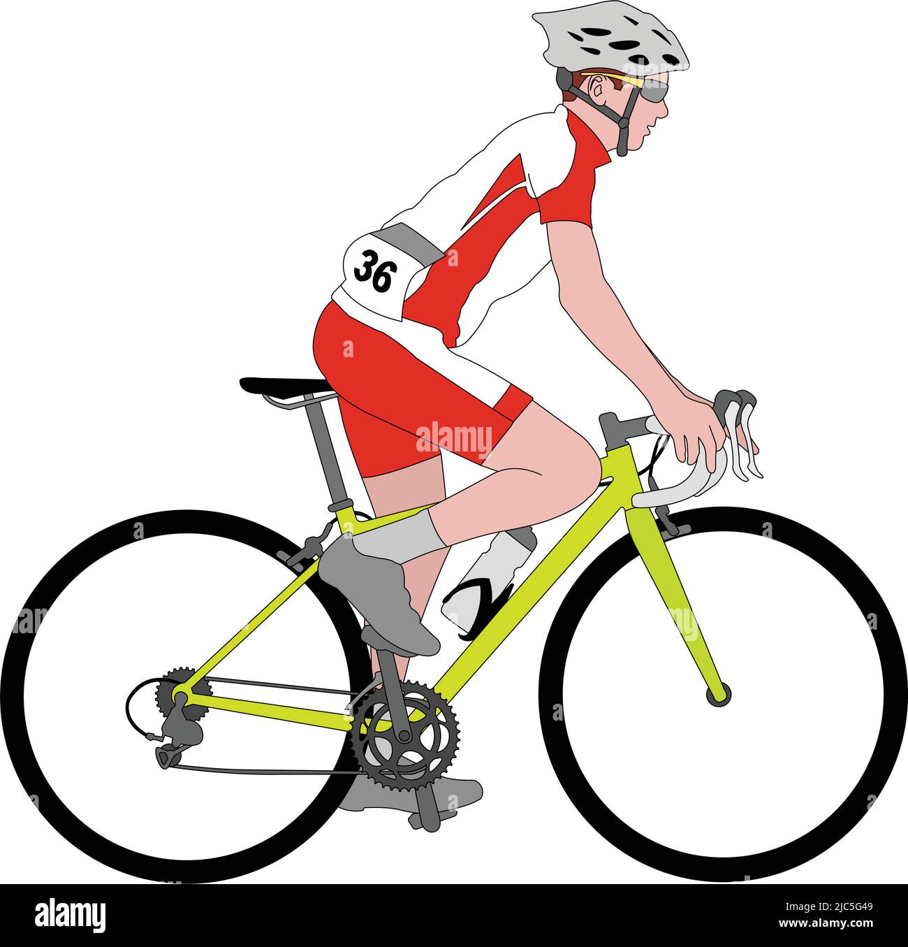 Rennradfahrer detaillierte Farbdarstellung - Vektor Stock Vektor
