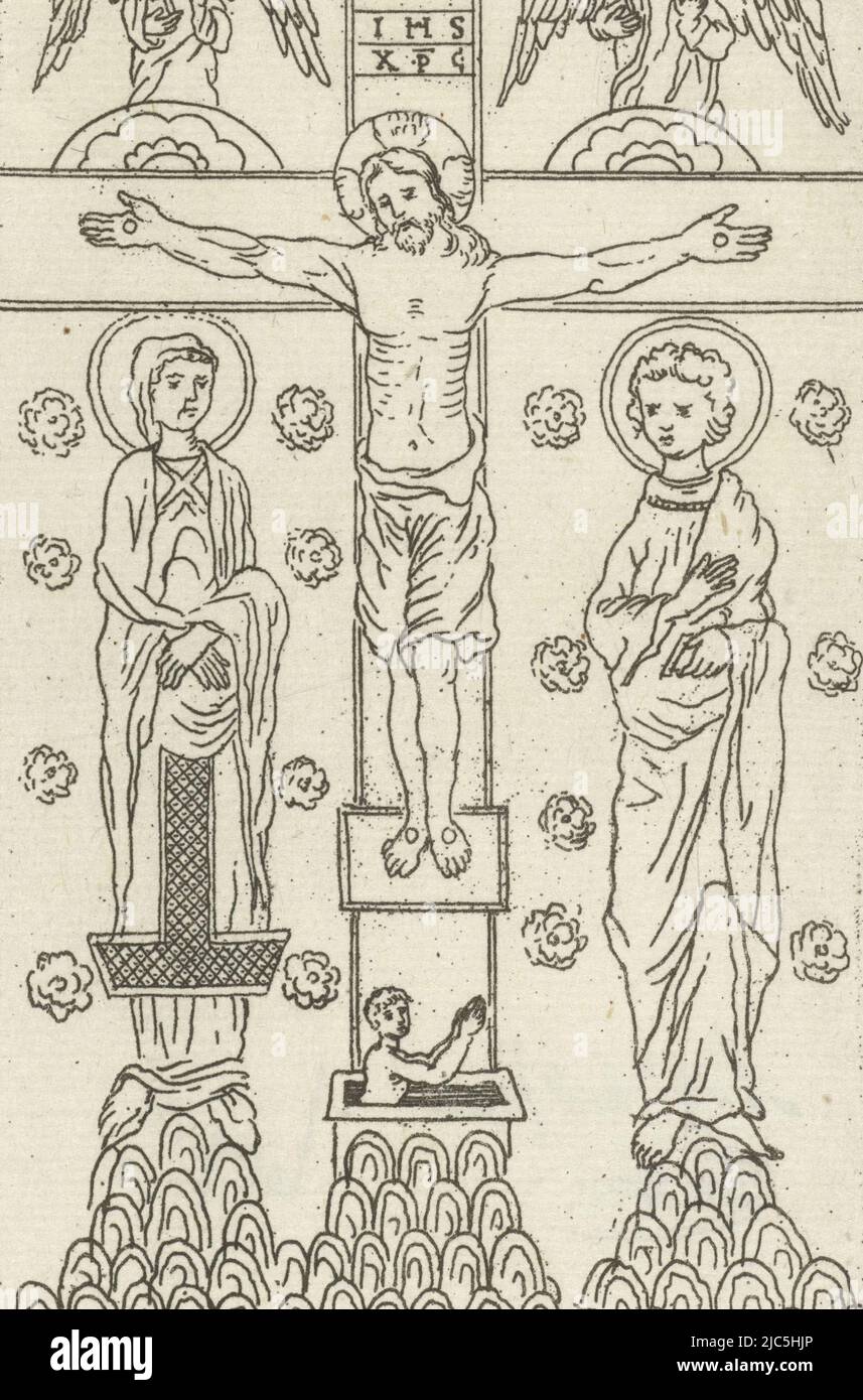 Drucken markiert oben rechts: Pag. 161. Tom. II., Kreuzigung Christi, Druckerei: Jan Luyken, Verlag: Hendrick en Dirk Boom, Amsterdam, 1679, Papier, Radierung, H 126 mm × B 71 mm Stockfoto