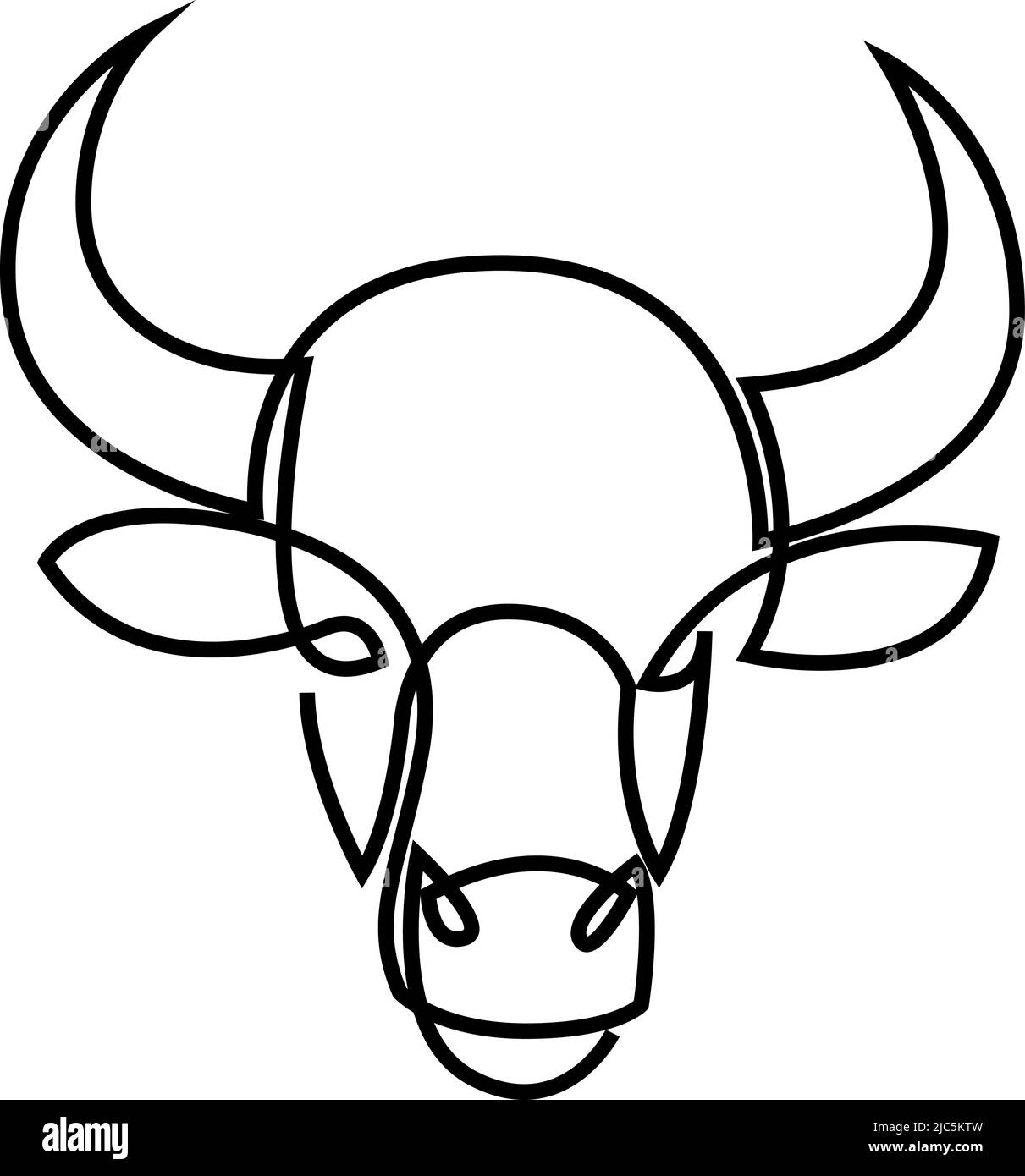 Abstraktes, hochwertiges Logo mit angus Cow Bison Büffelsteak. Symbol für die Linie „Creative Bull Horns“ Stock Vektor