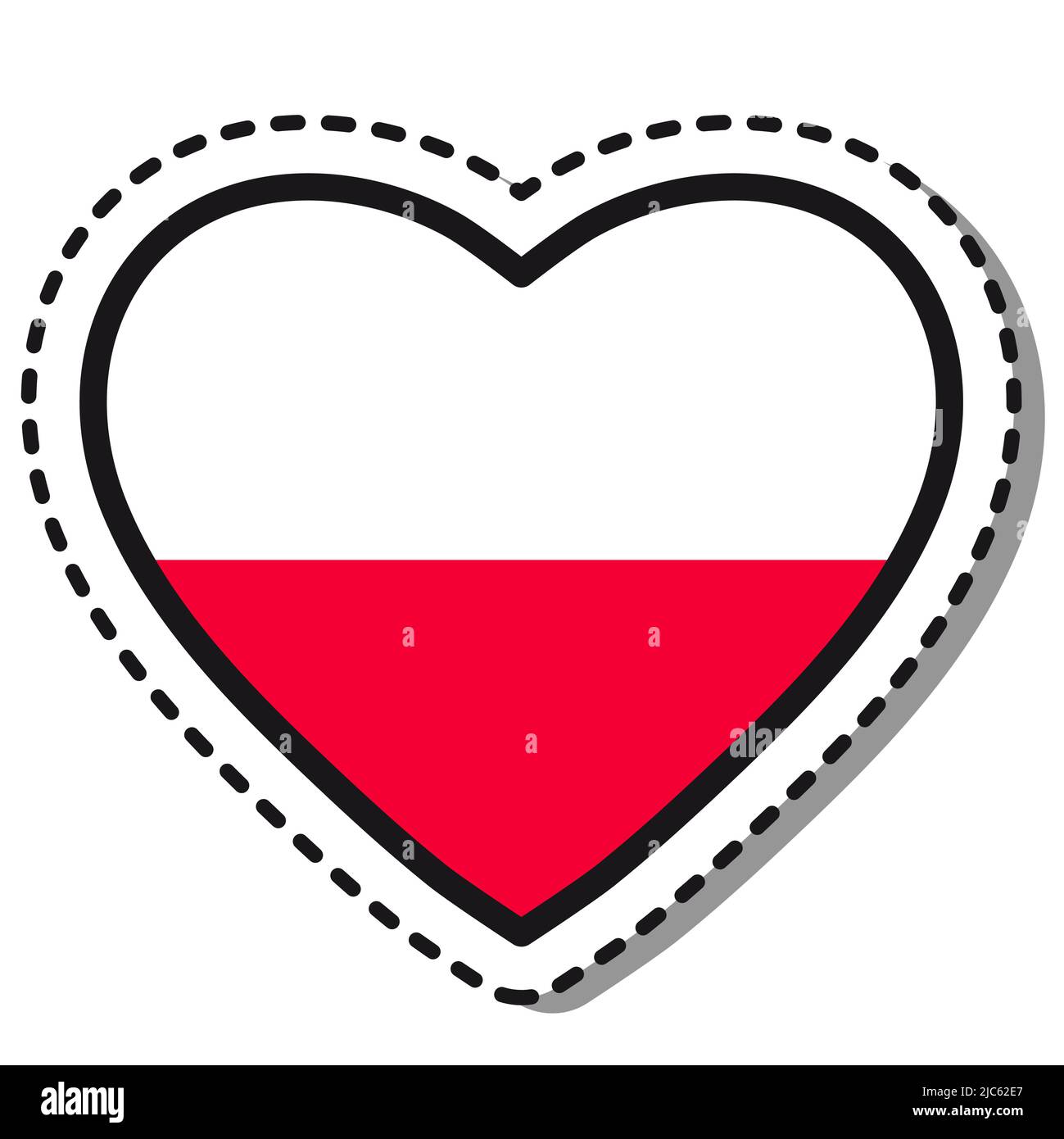 Flagge Polen Herz Aufkleber auf weißem Hintergrund. Vintage Vektor