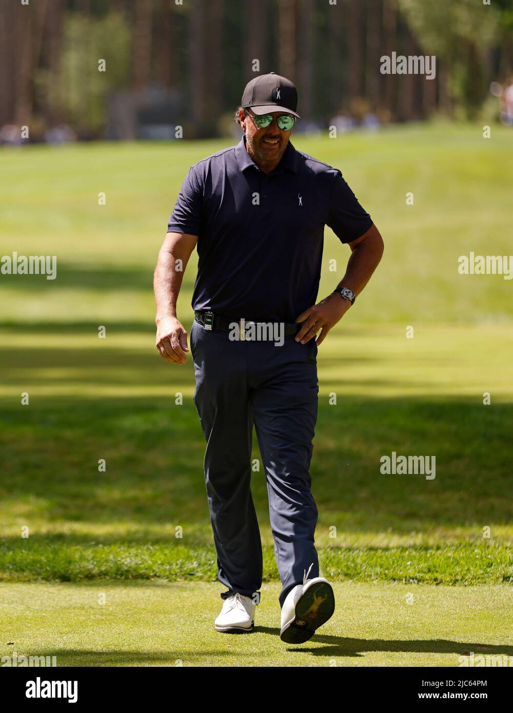 Phil Mickelson am zweiten Tag der LIV Golf Invitational Series im Centurion Club, Hertfordshire. Bilddatum: Freitag, 10. Juni 2022. Stockfoto