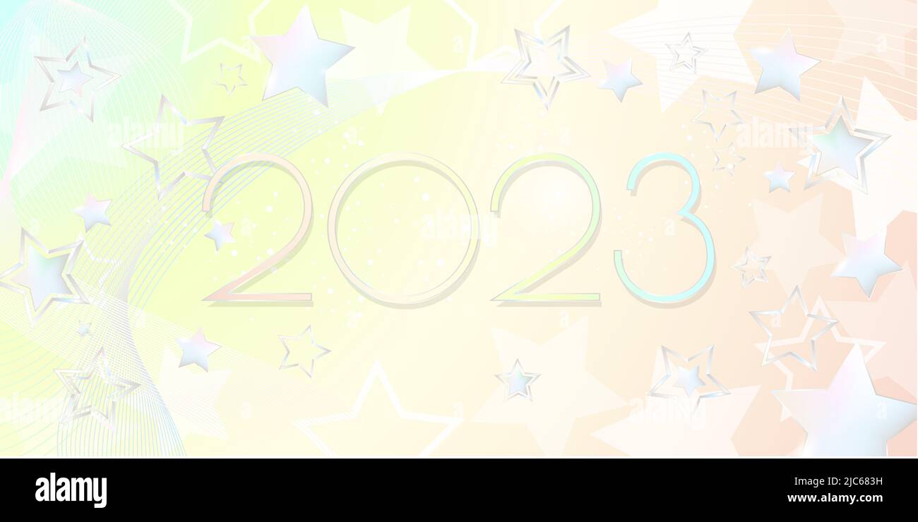 Frohes neues Jahr 2023 weiche Farben Grußkarte Stockfoto