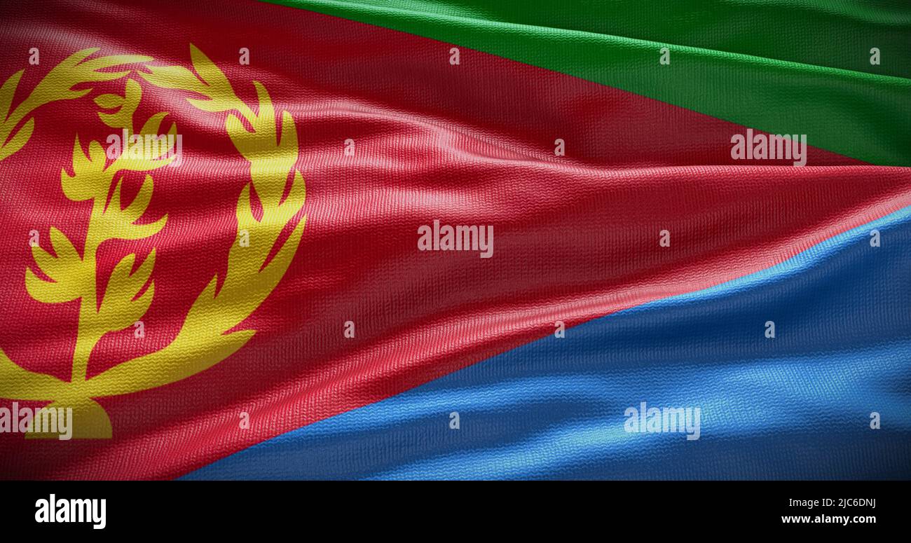 Hintergrunddarstellung der eritreischen Nationalflagge. Symbol des Landes. Stockfoto