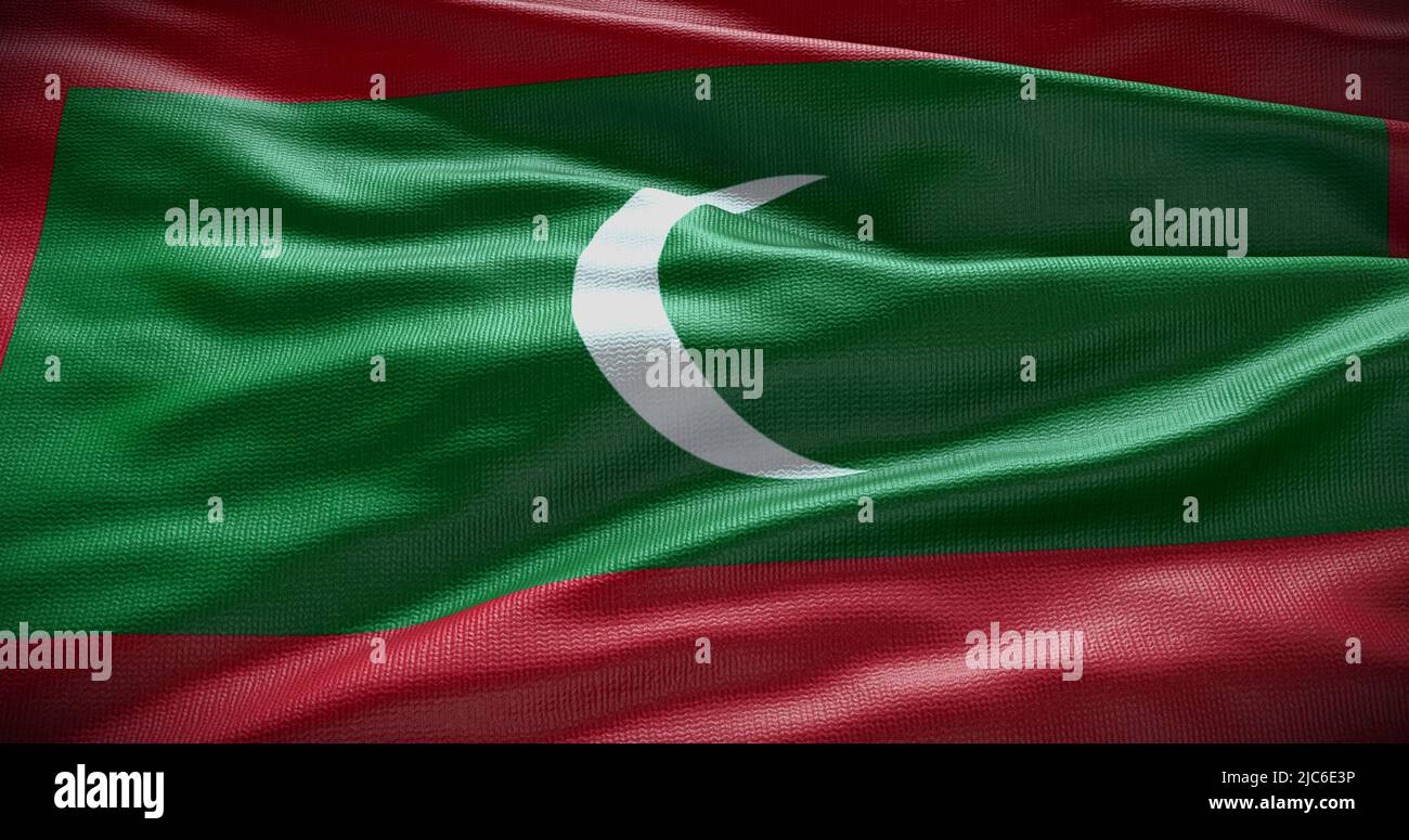 Hintergrunddarstellung der Nationalflagge der Malediven. Symbol des Landes. Stockfoto