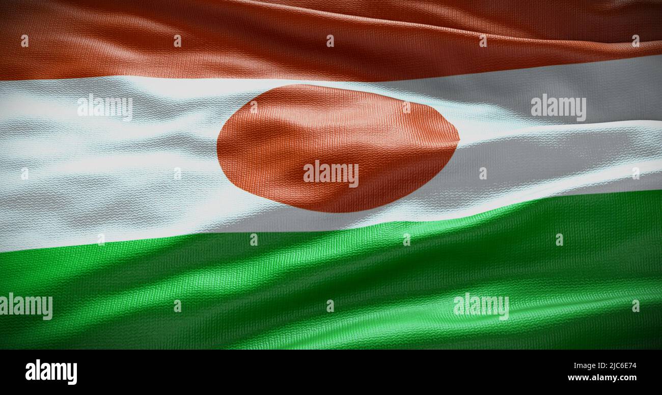 Hintergrund der Niger-Nationalflagge. Symbol des Landes. Stockfoto