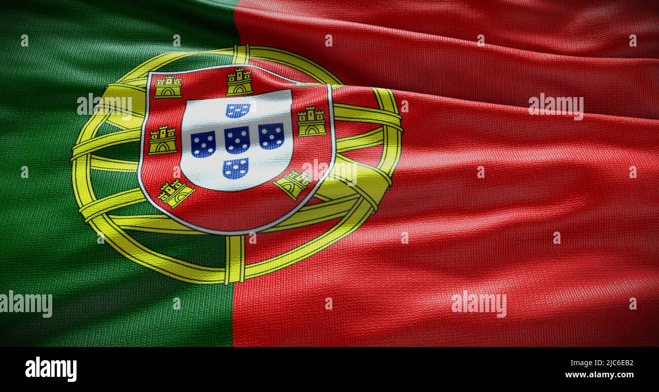 Hintergrunddarstellung der portugiesischen Nationalflagge. Symbol des Landes. Stockfoto