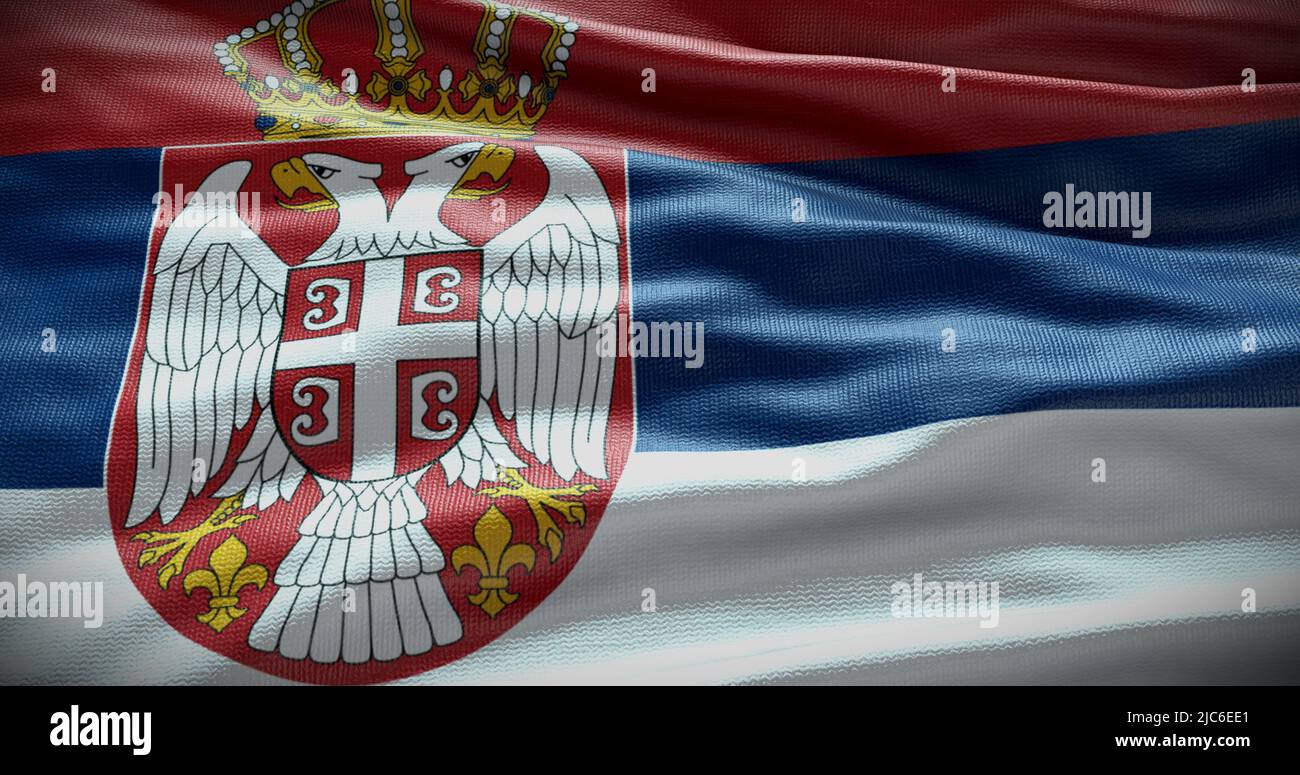 Hintergrunddarstellung der serbischen Nationalflagge. Symbol des Landes. Stockfoto