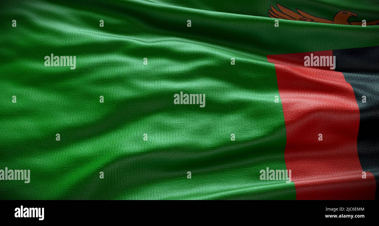 Hintergrunddarstellung der Nationalflagge von Sambia. Symbol des Landes. Stockfoto