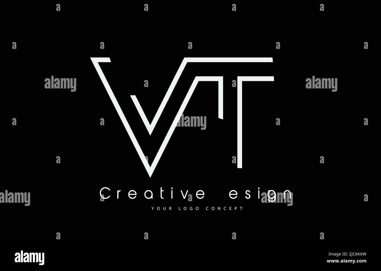 VT V T Letter Logo-Design in weißen Farben. Creative Modern Letters Vektor-Symbol Logo Illustration. Stock Vektor