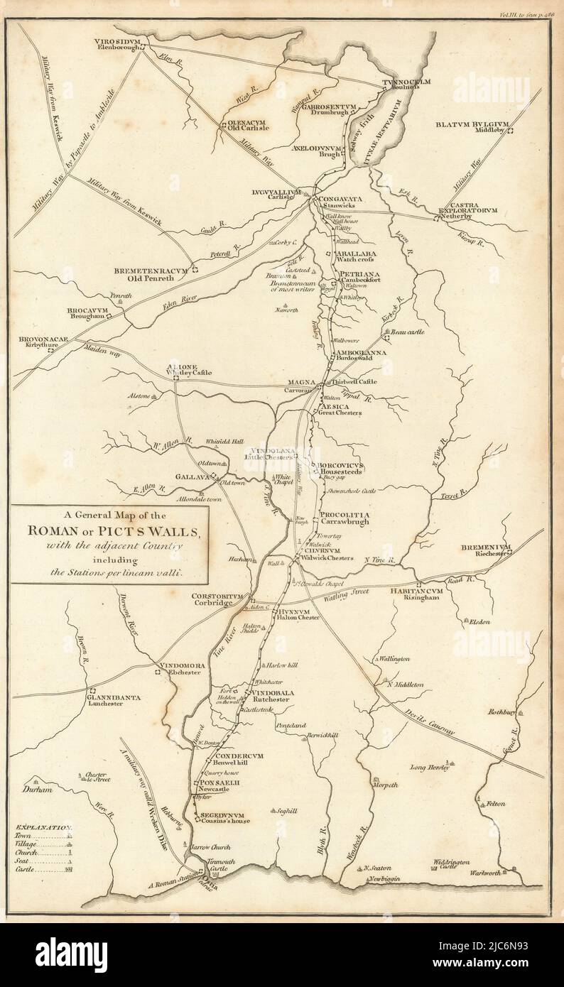 Hadrians Mauer. 'Eine allgemeine Karte der römischen Mauern oder der Picts'…'. CARY 1806 Stockfoto