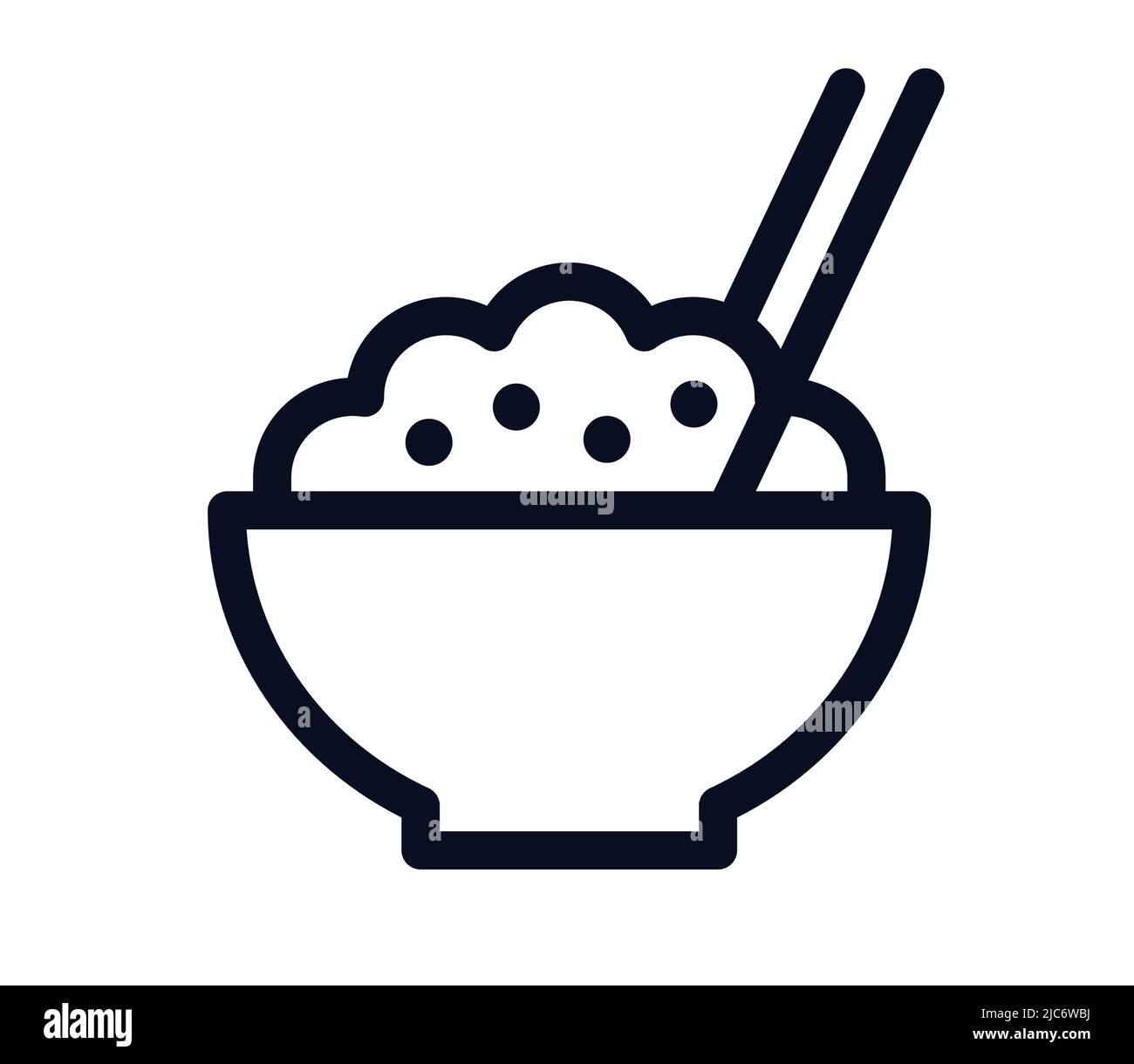 Reisschüssel mit Sticks asiatische Lebensmittel Symbol Vektor Illustration Symbol Stock Vektor