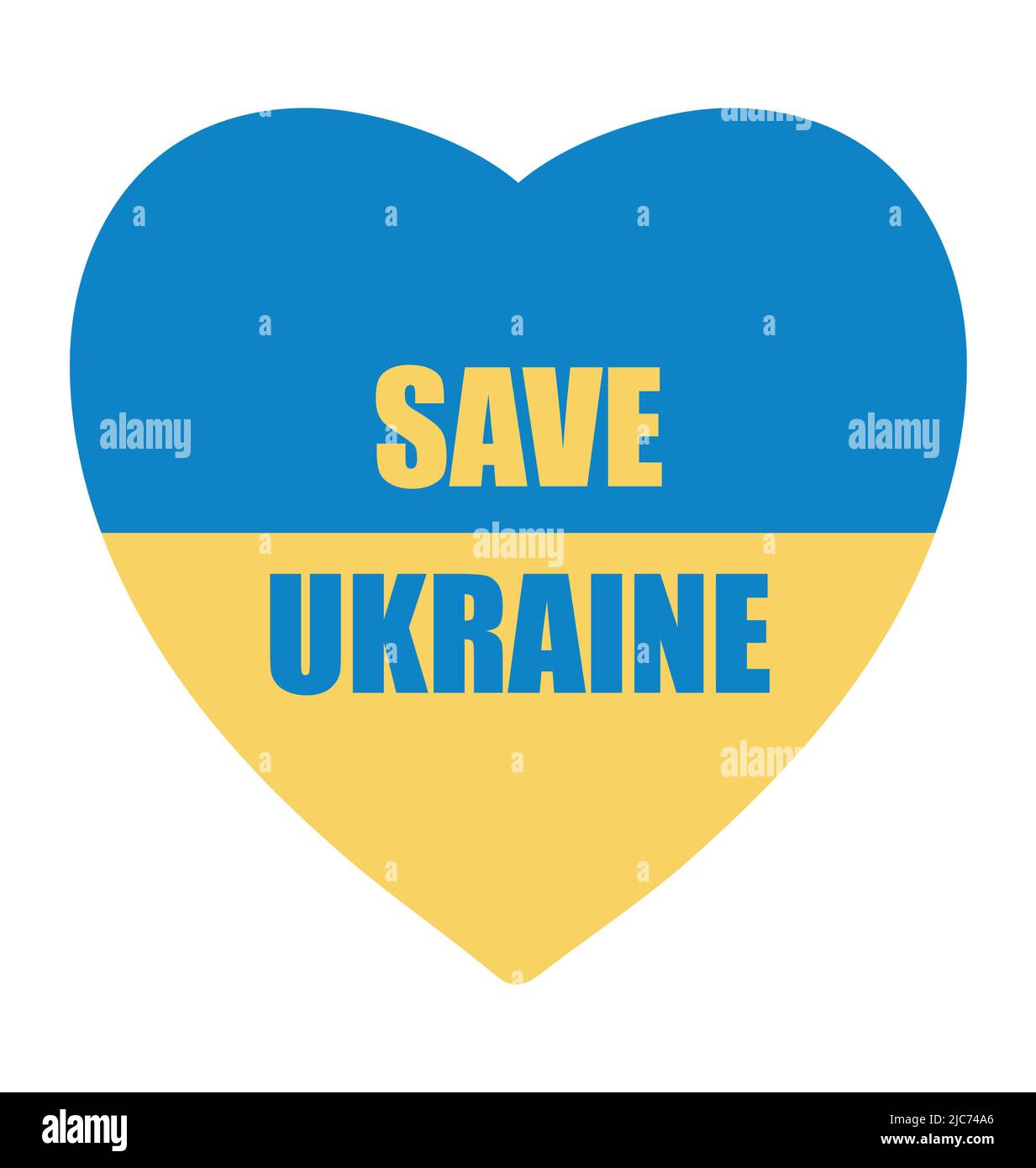 Herz mit Worten rettet die Ukraine. Ukrainische Farben Flag Symbol Vektor. Retten und helfen der Ukraine. Stock Vektor