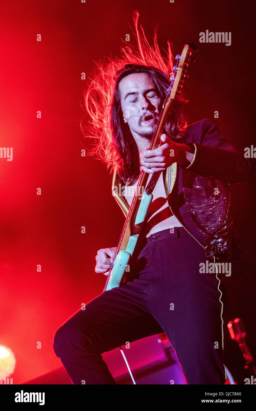 Mailand Italien. 09. Juni 2022. Die amerikanische Band GRETA VAN FLEET spielt live auf der Bühne des Ippodromo SNAI La Maura während des 'I-Days Festival 2022'. Stockfoto