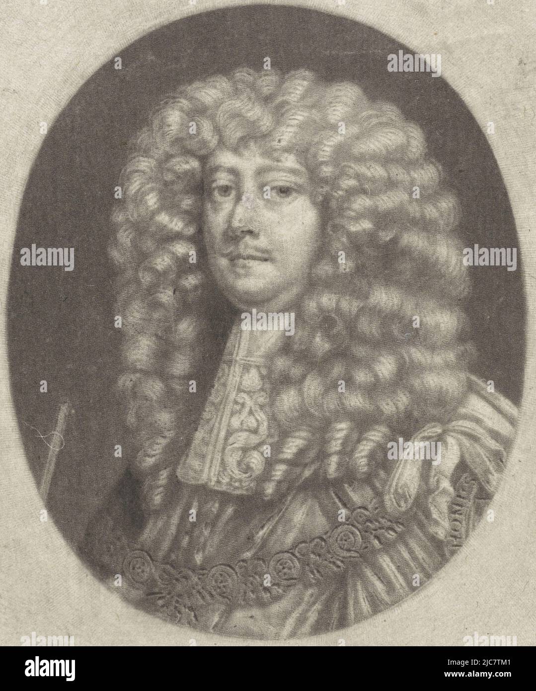 Porträt von Henry Bennett, 1. Earl of Arlington. Er war Minister unter König Karl II. Von England, Portrait von Henry Bennett, Earl of Arlington, Druckerei: Abraham Bloteling, nach: Peter Lely (Sir), Verleger: Jo. Lloyd, (erwähnt auf Objekt), London, 1652 - 1690, Papier, Gravur, H 126 mm × B 95 mm Stockfoto