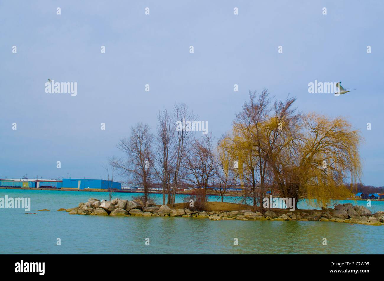 Bild der Ambassador Bridge, die Windsor Ontario mit Detroit Michigan verbindet Stockfoto