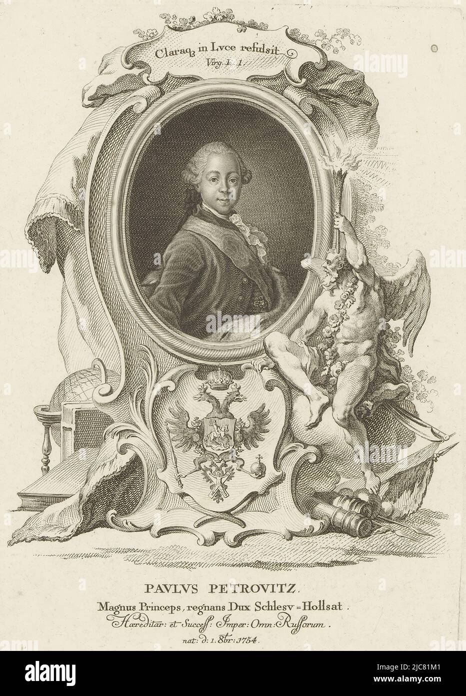 Porträt von Paul I., Zar von Russland, Druckerei: Johann Esaias Nilson, 1764 - 1788, Papier, Gravur, Radierung, H 229 mm - B 163 mm Stockfoto