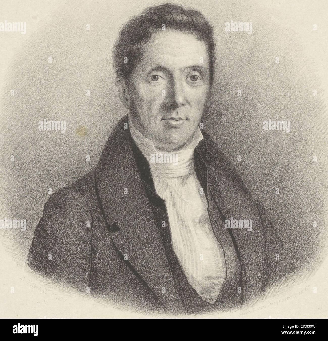 Porträt von Frans van der Breggen Cornelisz, Druckerei: Leonard de Koningh, (auf Objekt erwähnt), Drucker: Desguerrois & Co., (auf Objekt erwähnt), Druckerei: Dordrecht, Drucker: Amsterdam, 1836, Papier, H 415 mm - B 315 mm, H 550 mm - B 420 mm Stockfoto