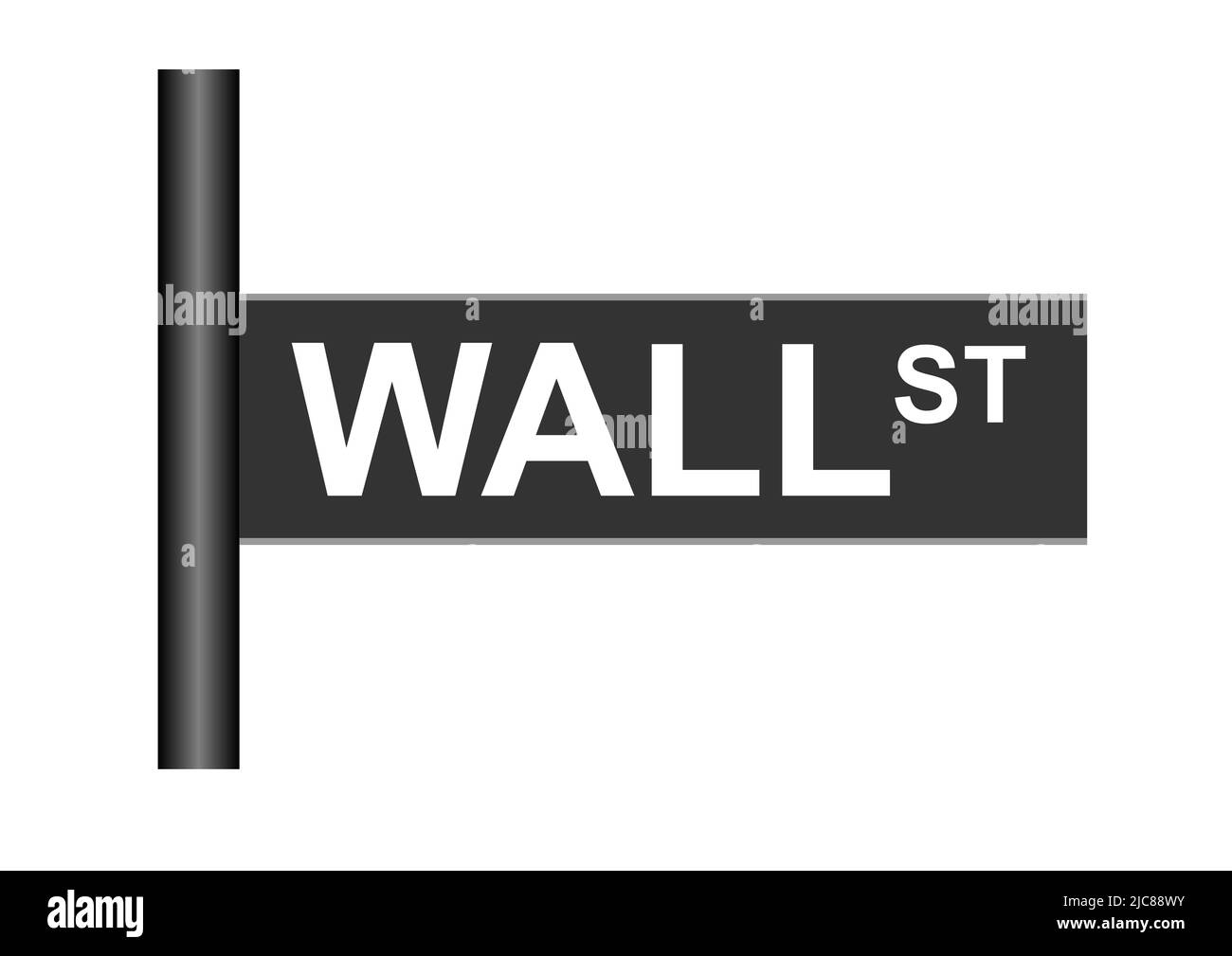 Wall Street Schild isoliert auf weißem Hintergrund Stockfoto