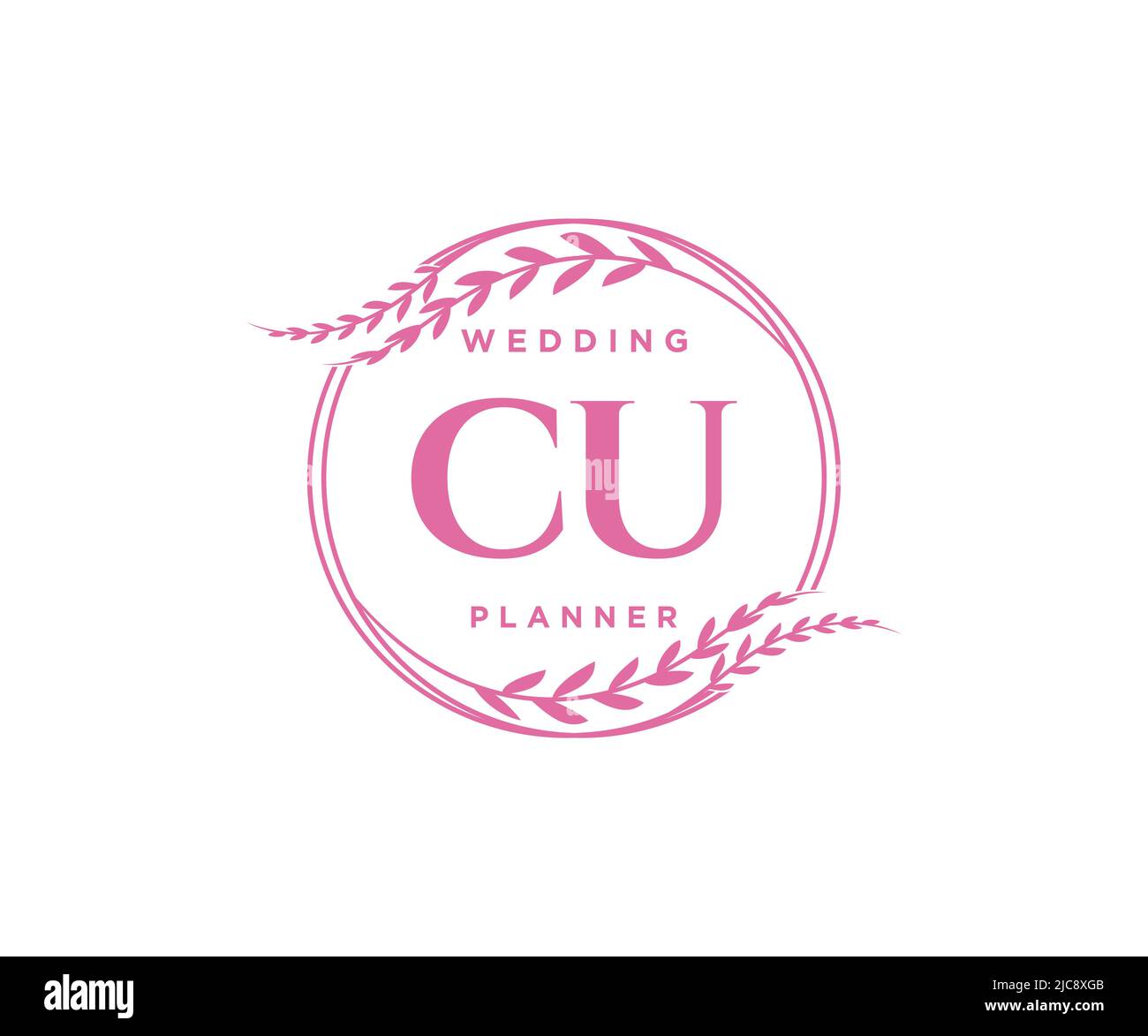 CU Initials Letter Hochzeit Monogram Logos Kollektion, handgezeichnete moderne minimalistische und florale Vorlagen für Einladungskarten, Save the Date, elegant Stock Vektor