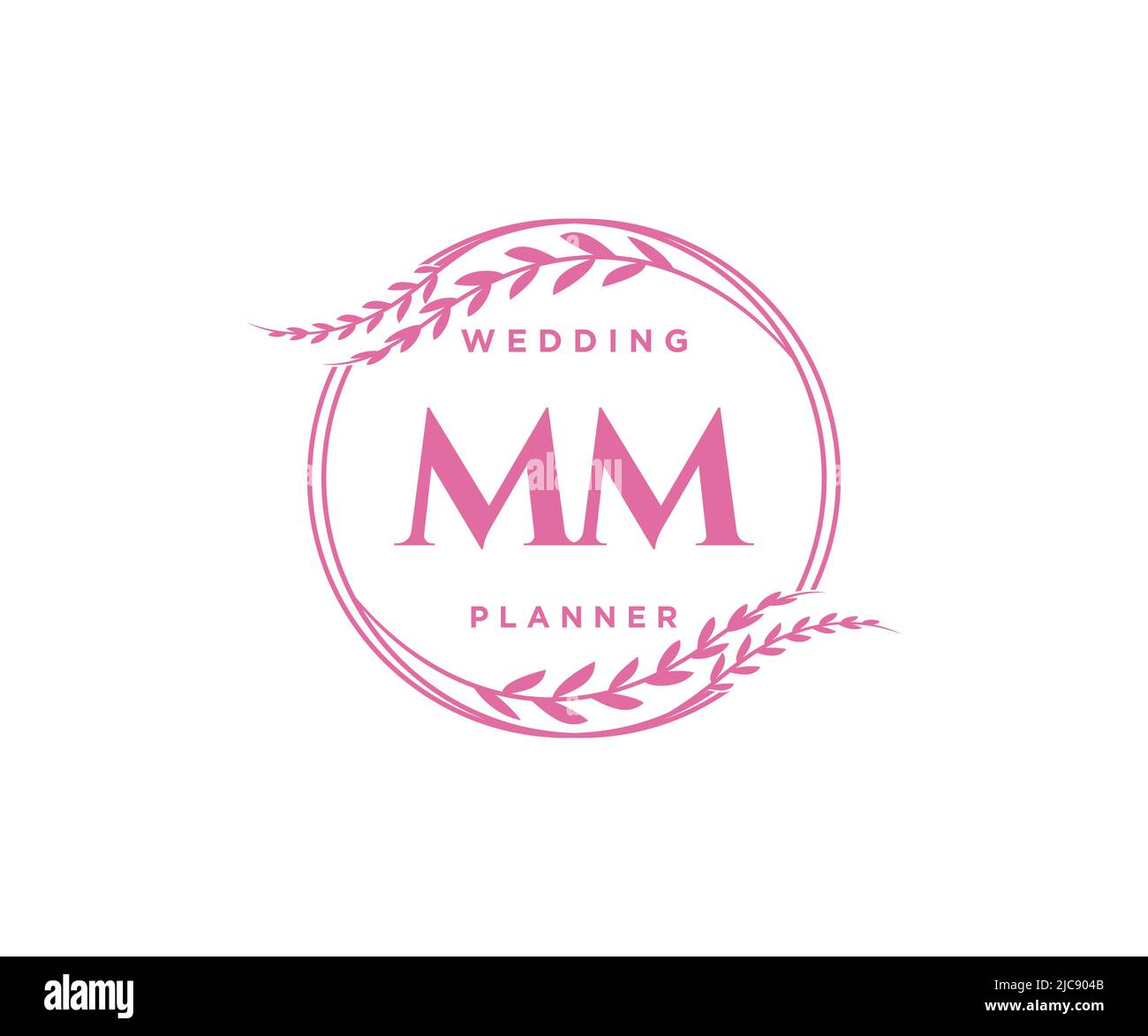 MM Initialen Brief Hochzeit Monogram Logos Kollektion, handgezeichnete moderne minimalistische und florale Vorlagen für Einladungskarten, Save the Date, elegant Stock Vektor