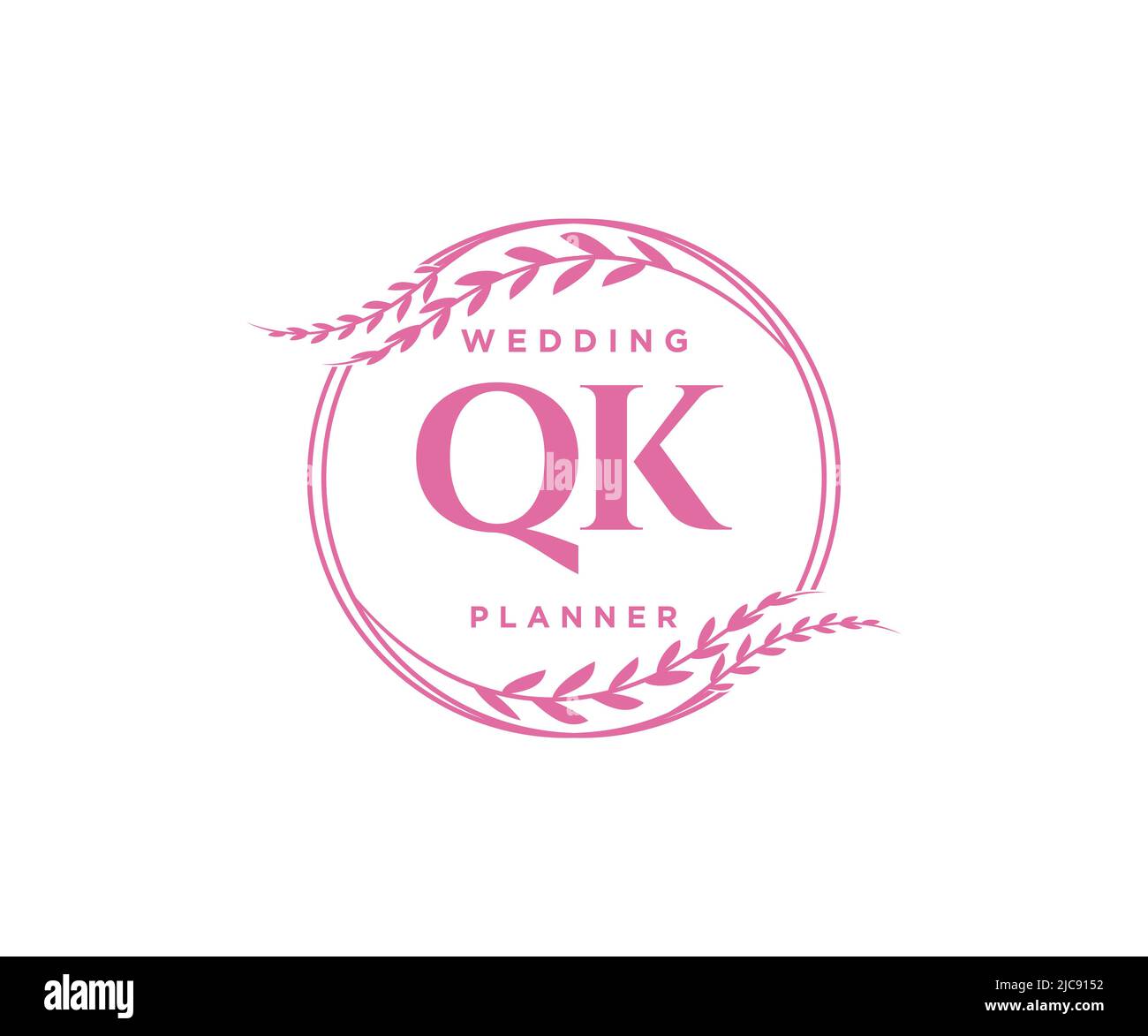 QK Initials Letter Hochzeit Monogram Logos Kollektion, handgezeichnete moderne minimalistische und florale Vorlagen für Einladungskarten, Save the Date, elegant Stock Vektor