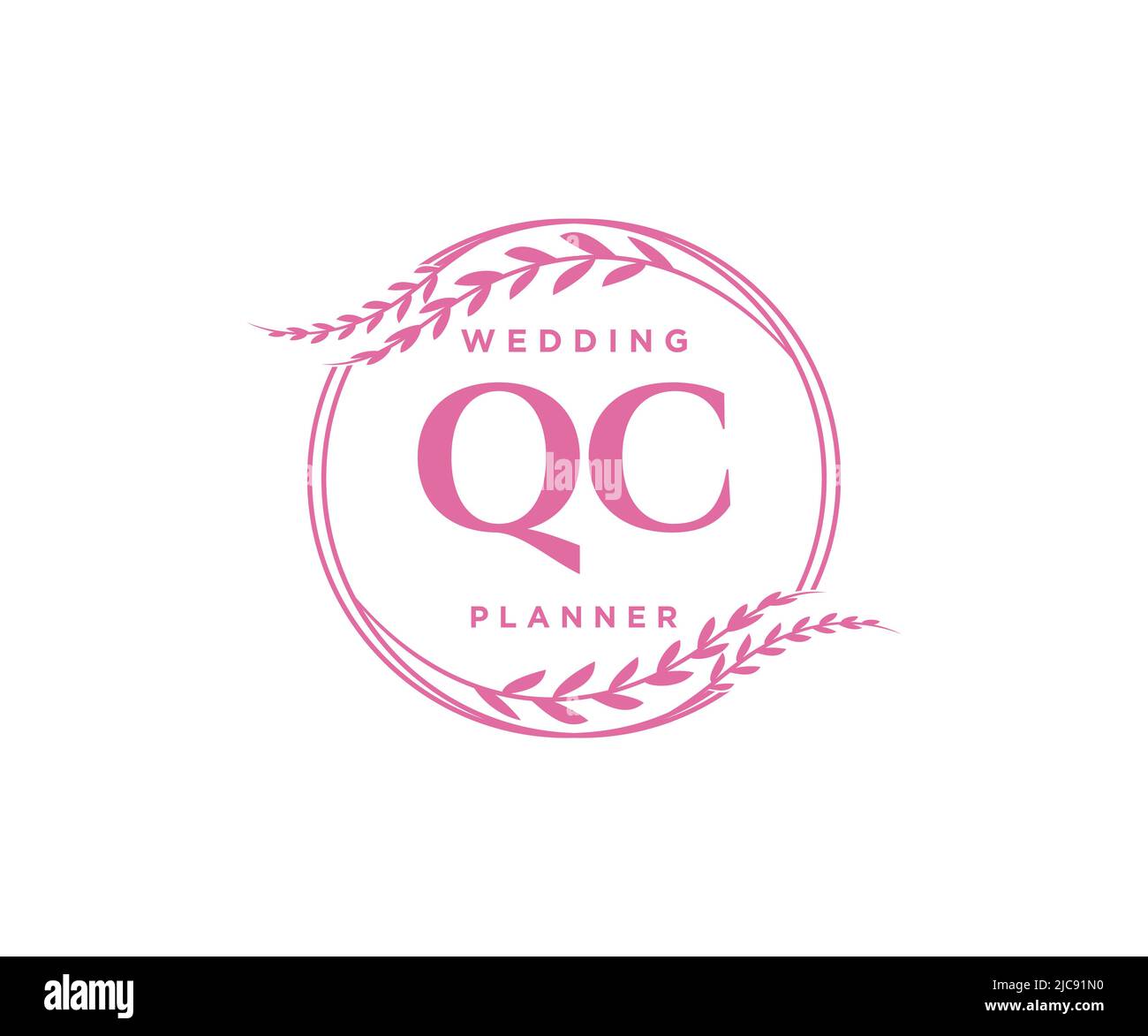 QC Initials Letter Hochzeitslogos Kollektion, handgezeichnete moderne minimalistische und florale Vorlagen für Einladungskarten, Save the Date, elegant Stock Vektor