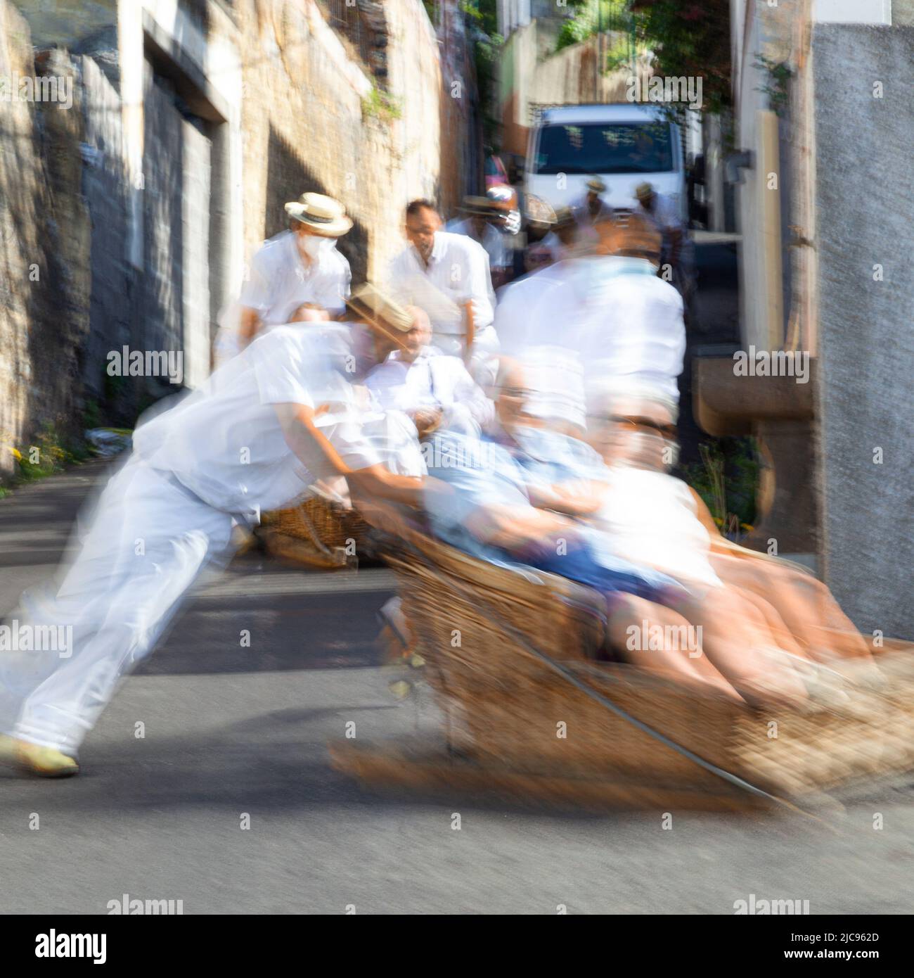 ICM der traditionellen Basket-Rutscher auf Madeira Stockfoto