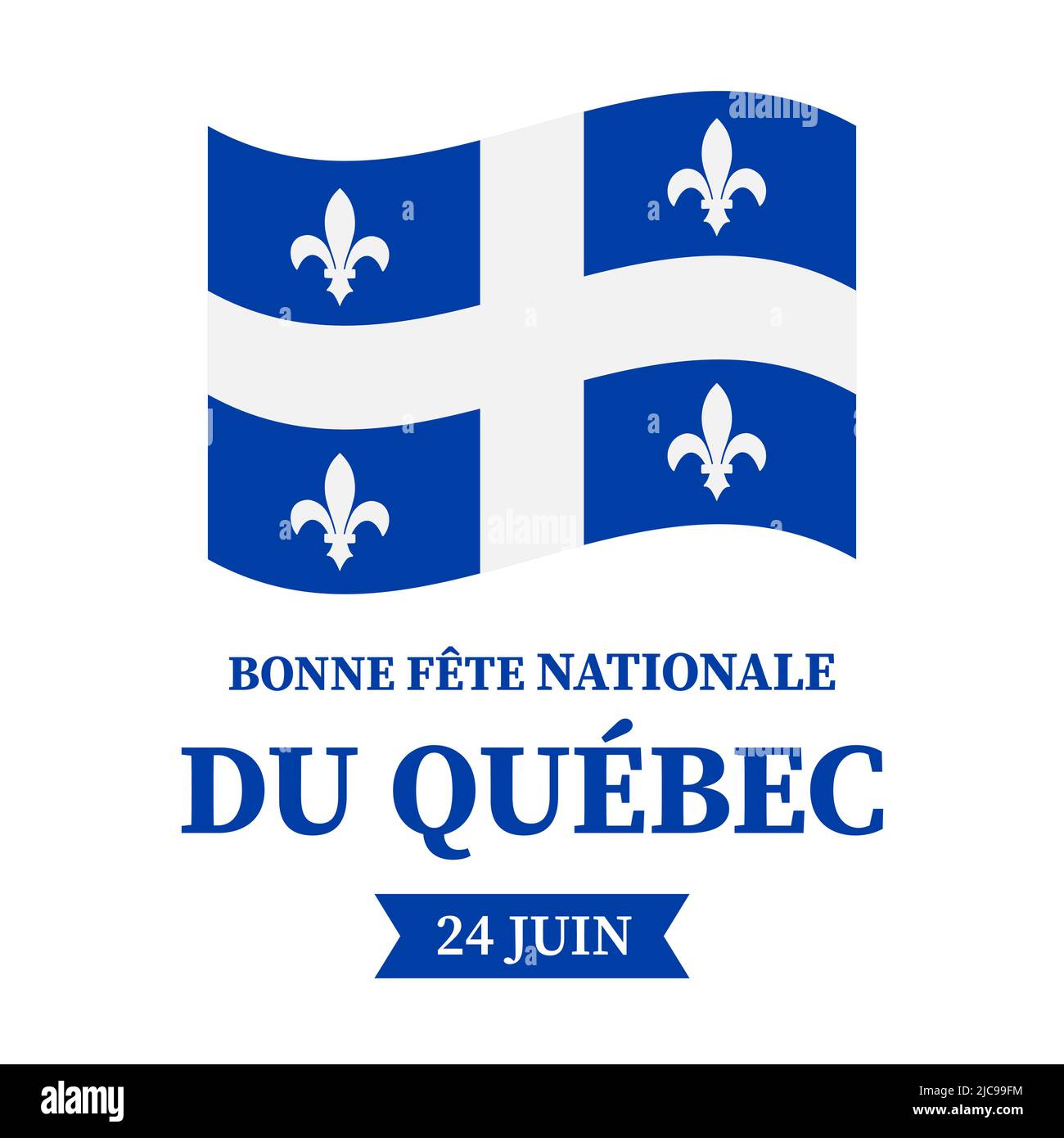 Frohes Quebecer Tag Typografie-Poster in französischer Sprache. Kanadischer Nationalfeiertag, Saint Jean Baptist Day am 24. Juni. Vektorvorlage für Banner, Grußkarte, Stock Vektor