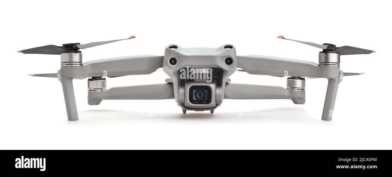 Drohnenweg isoliert auf weiß Stockfoto