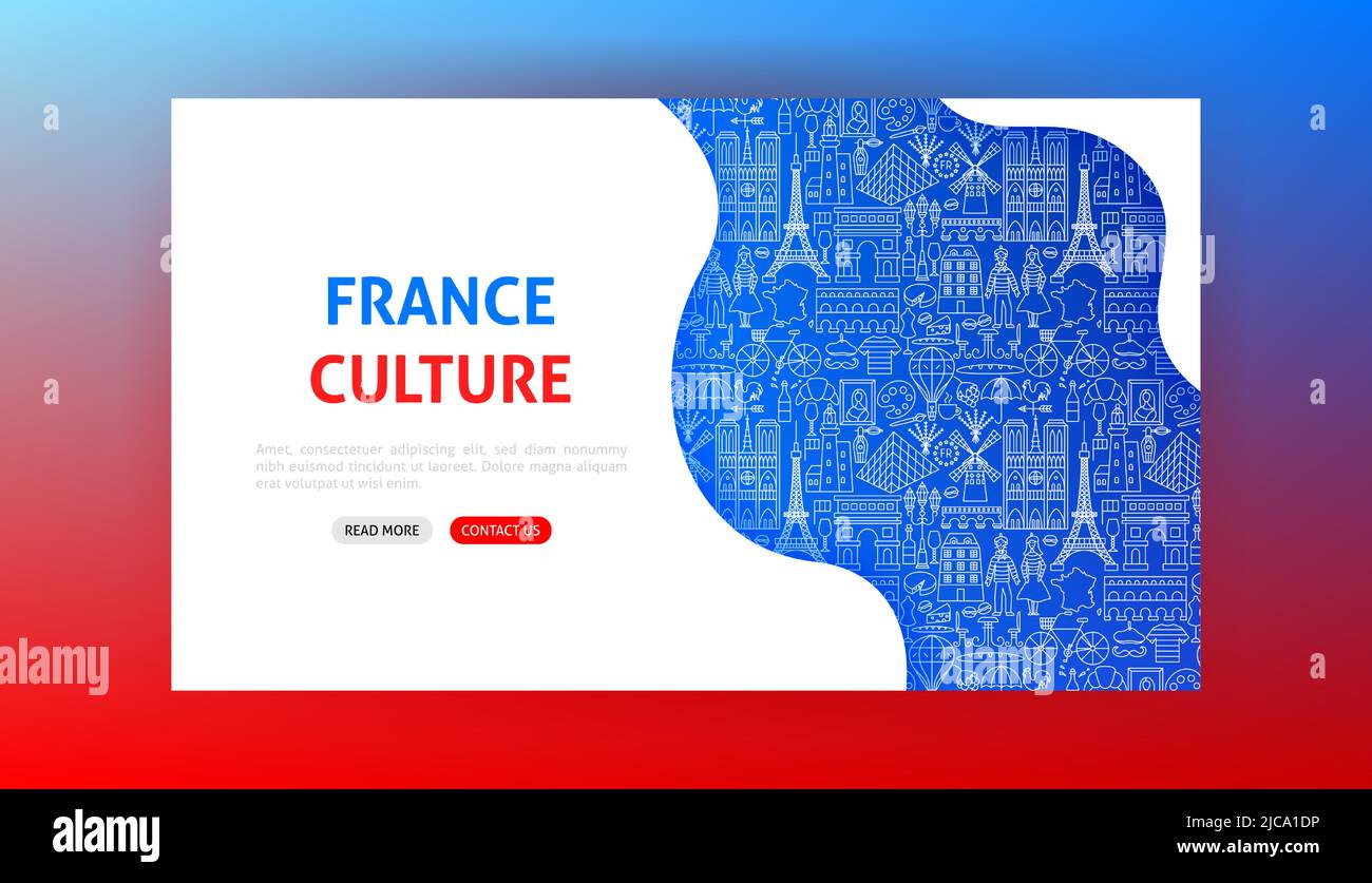Frankreich Kultur Landing Page Stock Vektor