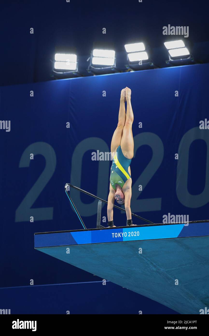 28.. JULI 2021 - TOKIO, JAPAN: Ein Taucher trainiert bei den Olympischen Spielen 2020 in Tokio (Foto: Mickael Chavet/RX) Stockfoto