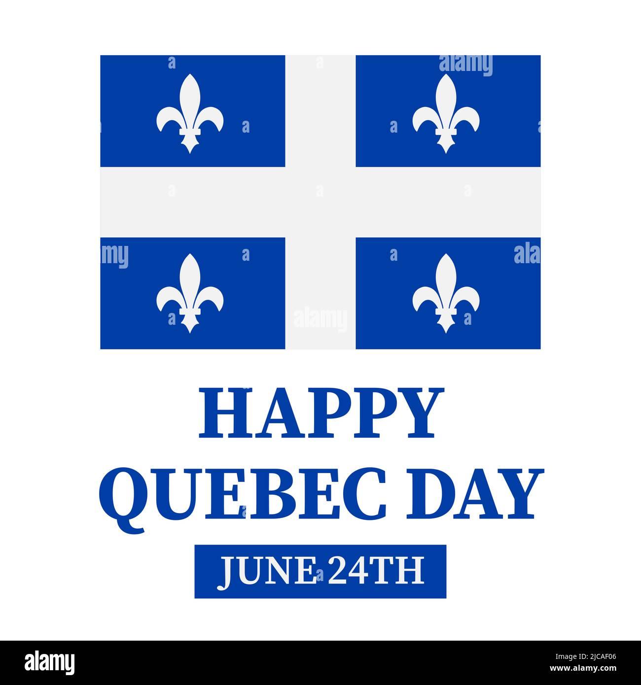 „Happy Quebec Day“-Typografie-Poster. Kanadischer Nationalfeiertag, St. Johannes der Täufer, am 24. Juni. Vektorvorlage für Banner, Grußkarte, Flyer, st Stock Vektor