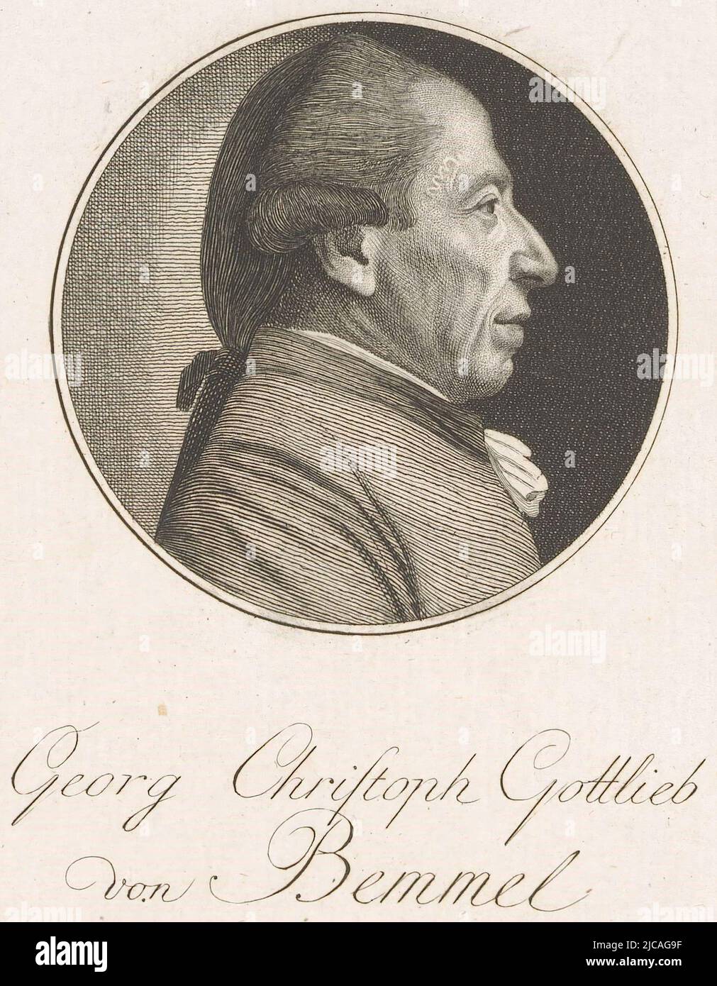 Porträt von Georg Christoph Gottlieb I. von Bemmel, Druckerei: Christoph Wilhelm Bock, (auf Objekt erwähnt), Neurenberg, 1792, Papier, Radierung, Gravur, H 149 mm - B 93 mm Stockfoto