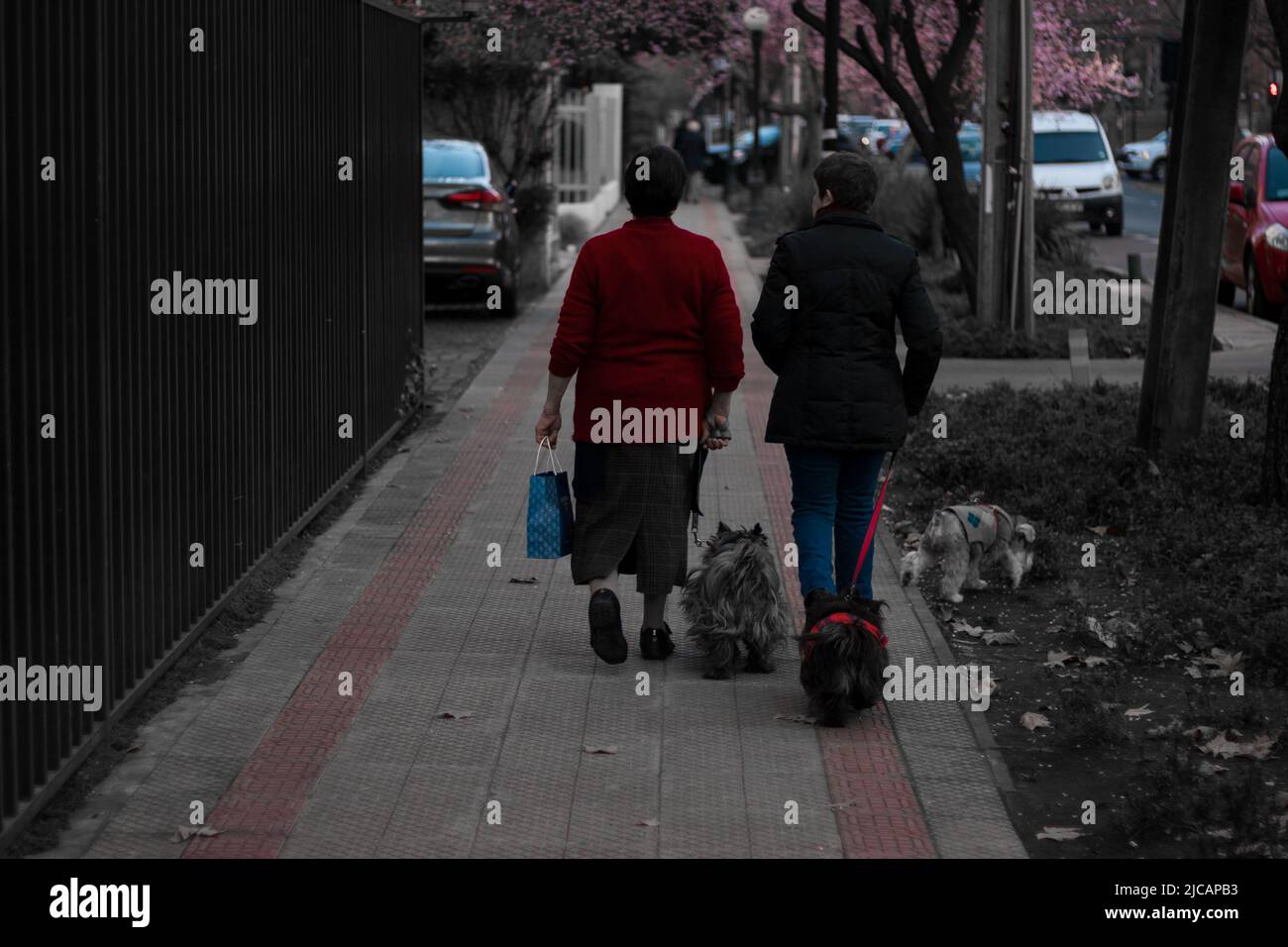 Zwei Personen, die auf der Straße spazieren, Santiago, Chile Stockfoto