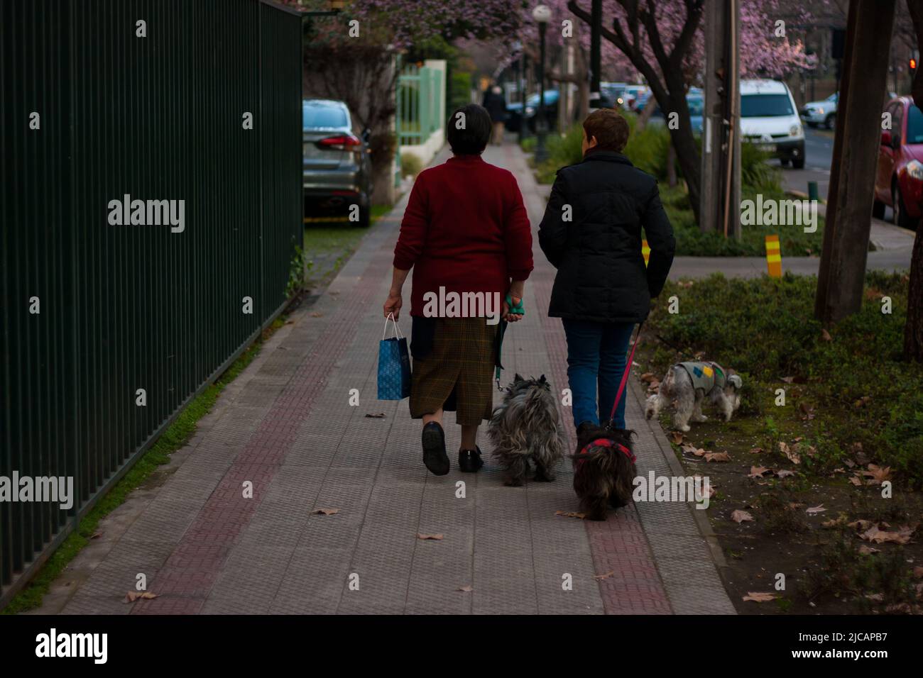 Zwei Personen, die auf der Straße spazieren, Santiago, Chile Stockfoto