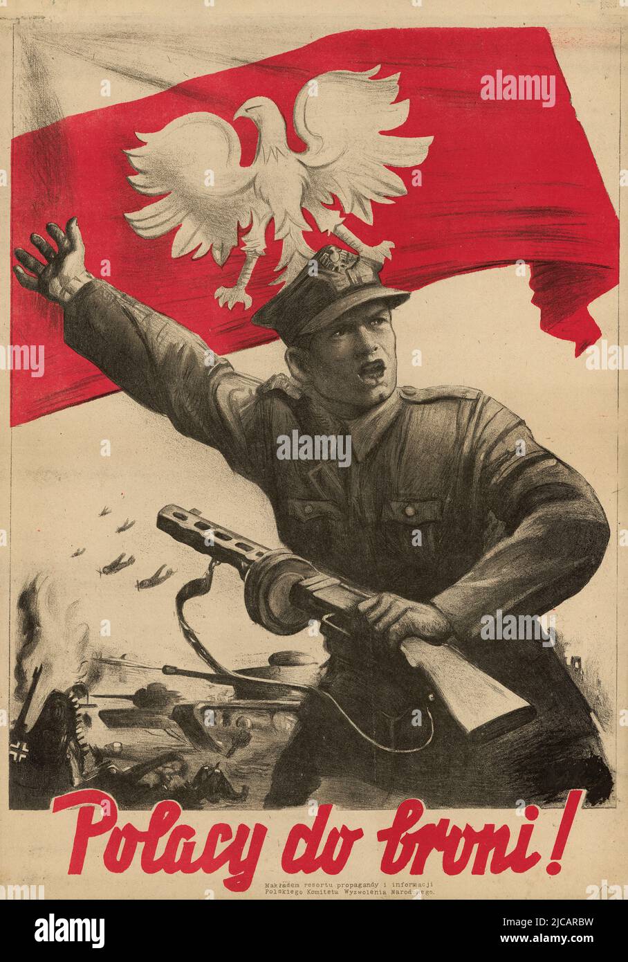 1944 Propagandaplakat der polnischen Heimatarmee mit der Aufschrift „Polen zu Waffen!“ Stockfoto