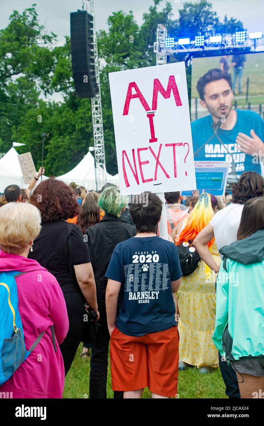 Washington DC, USA. 11. Juni 2022. Die Demonstranten nehmen an dem Protest gegen Waffengewalt im Rahmen des Marsches für unser Leben Teil. Kirk Treakle/Alamy Live News. Stockfoto