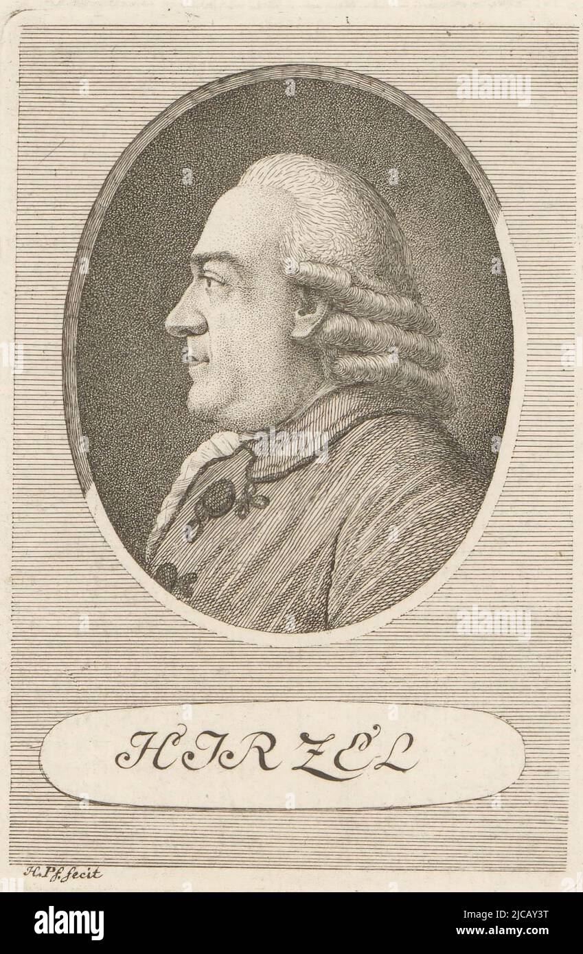 Porträt von Hans Caspar Hirzel, Druckerei: Heinrich Pfenninger, (auf Objekt erwähnt), 1759 - 1815, Papier, H 127 mm - B 87 mm Stockfoto